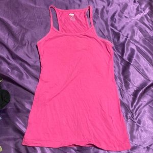 Hot pink tank top.